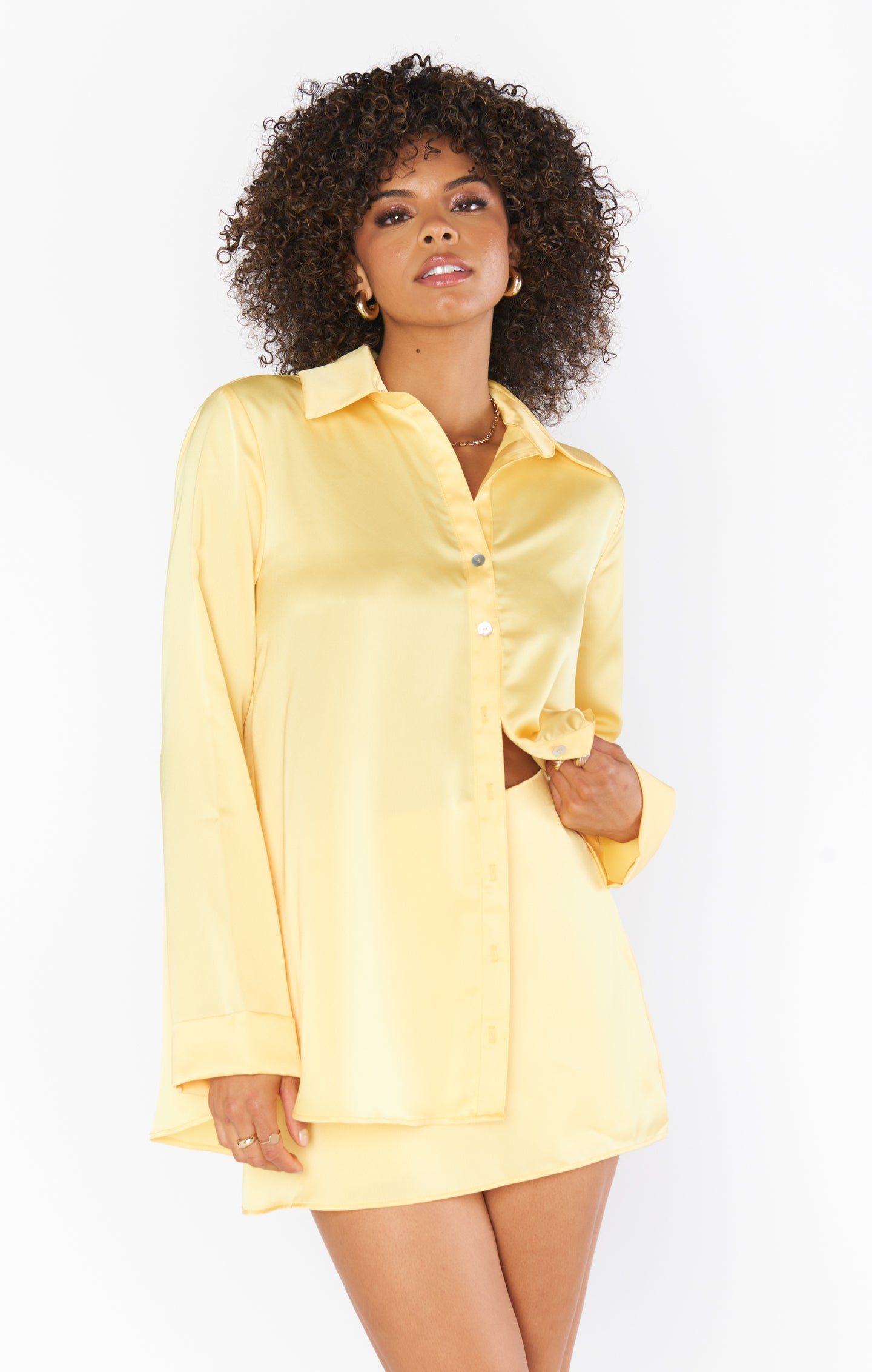 Yellow Luxe Satin Skort with Shorts - All Night Comfort
