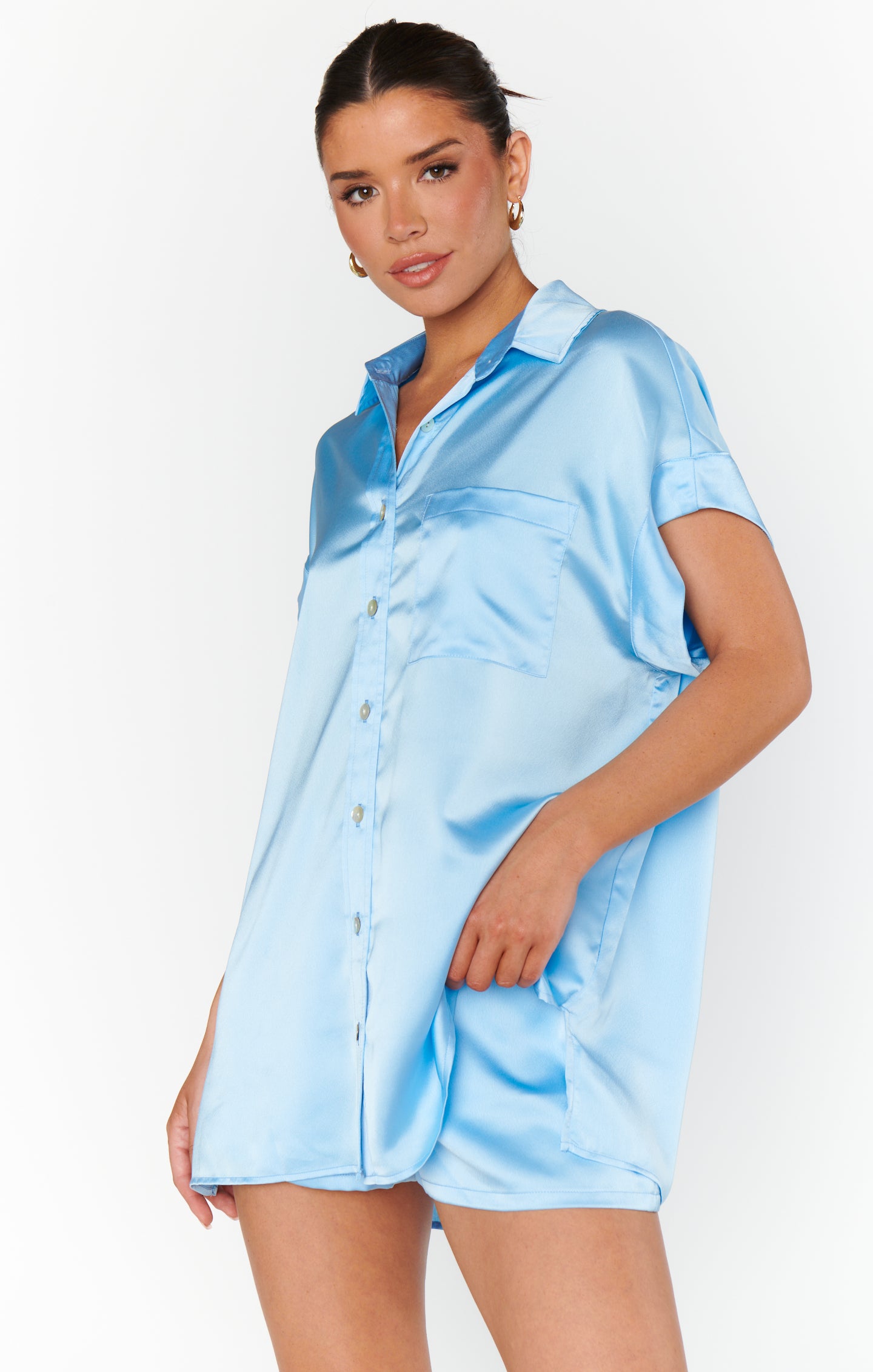 Glam Time Satin Shorts - Baby Blue Luxe Lounge Pajamas
