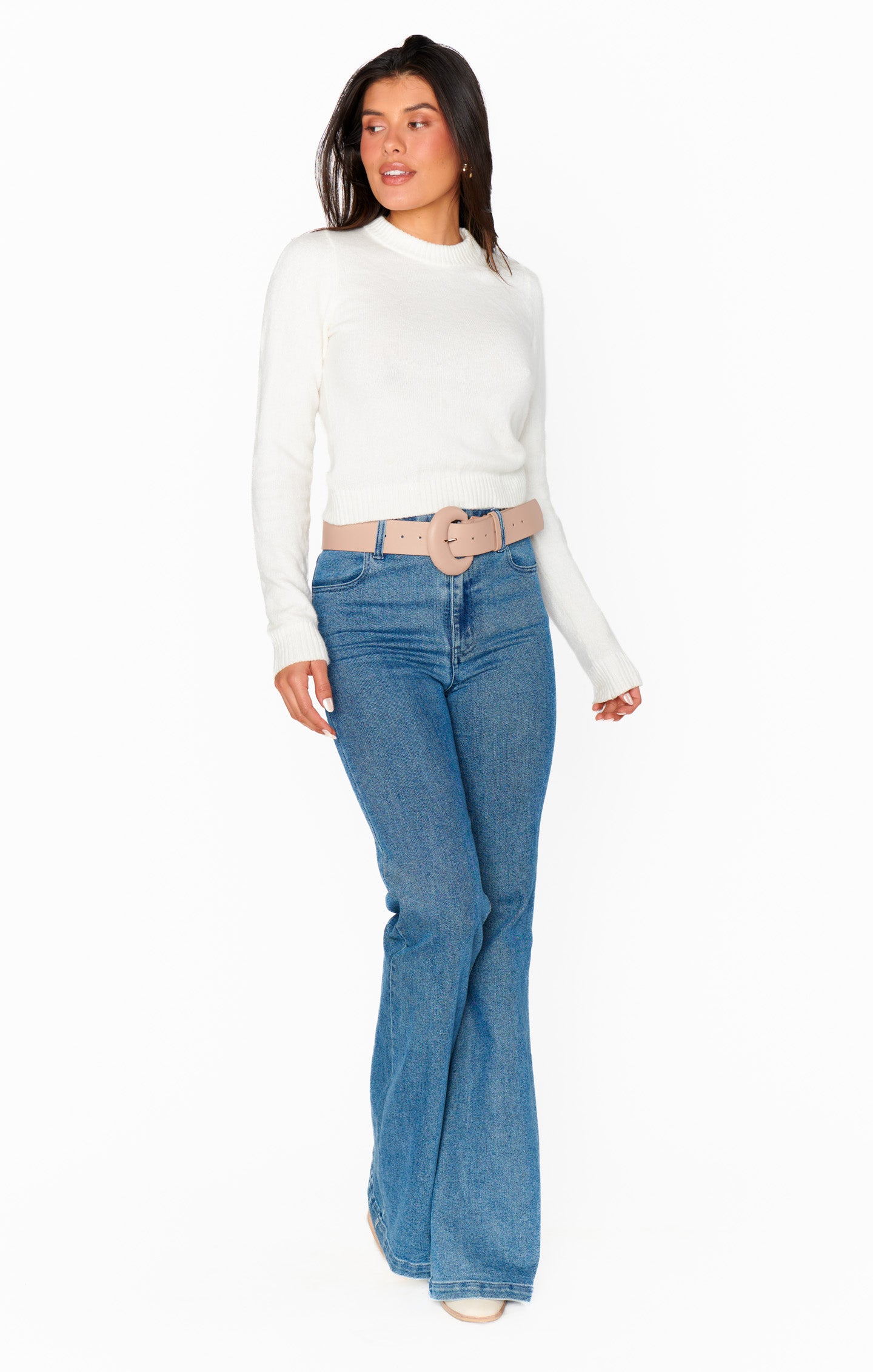 Minimalist Round Buckle Belt in Taupe - Stylish & Versatile