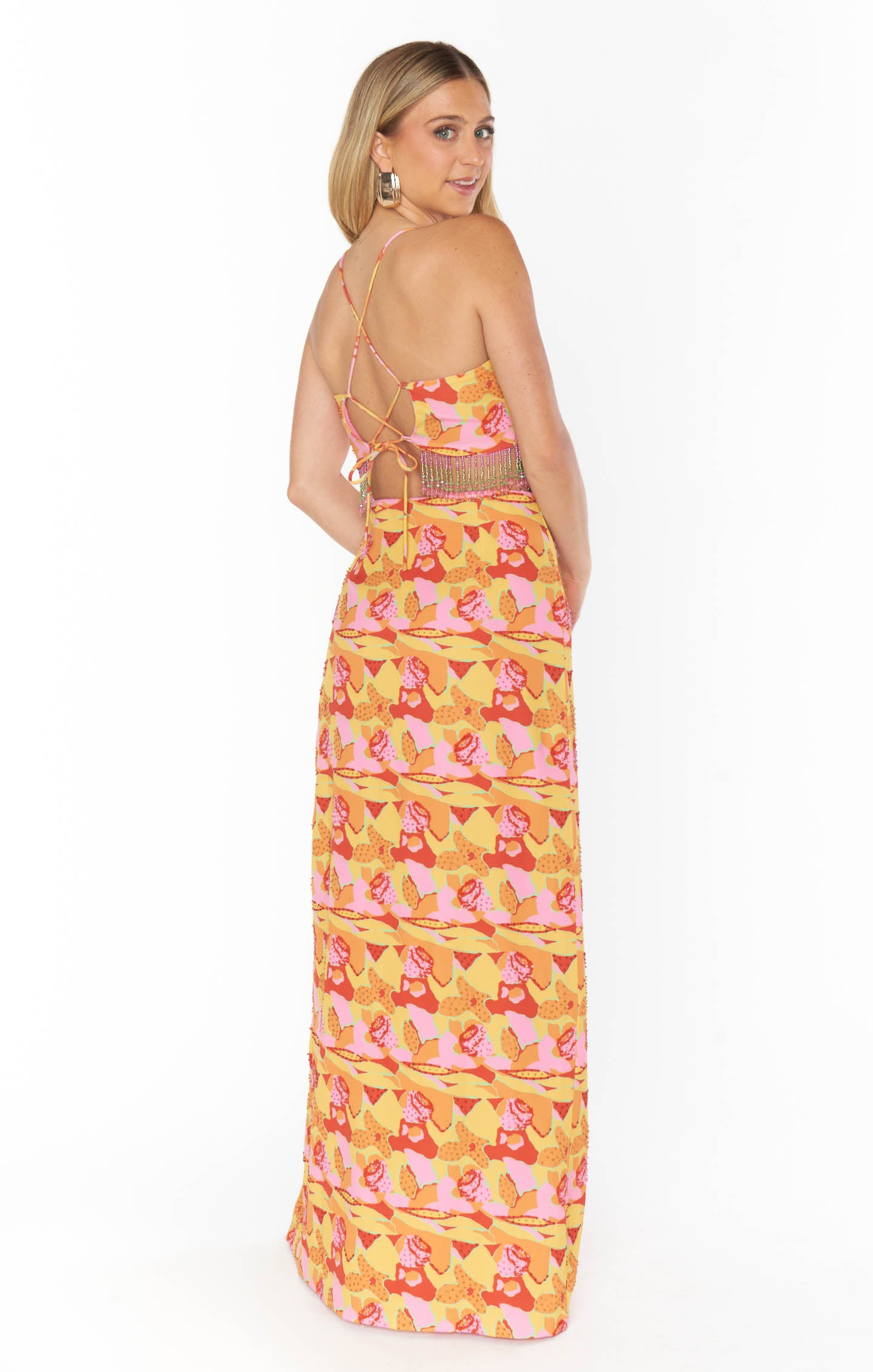 Beaded Sequins Maxi Skirt with Side Slit - Rumba Havana Style