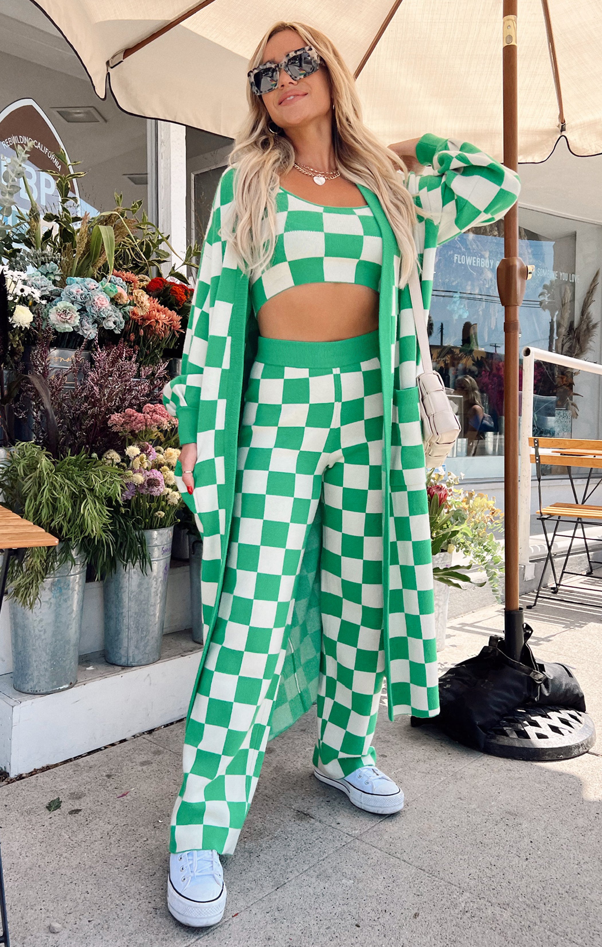 Zermatt Kelly Green Check Knit Sweater Pants