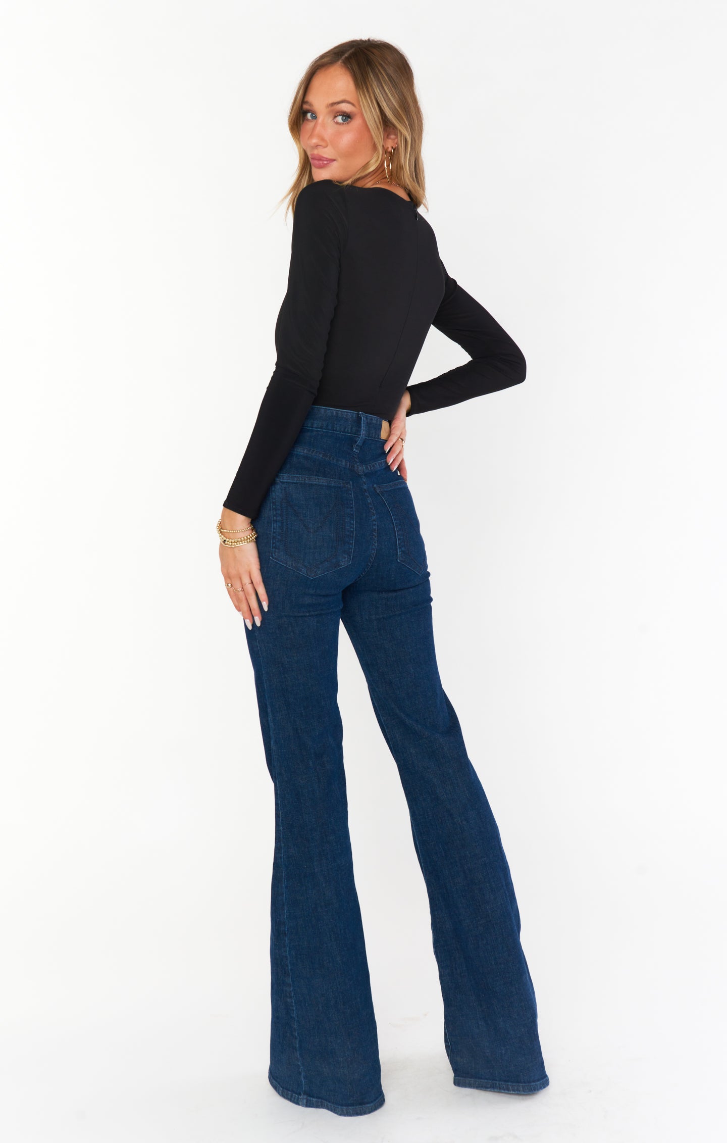 Hawn Bell High Waist Flared Jeans - 70s Stretch Denim Slim Fit